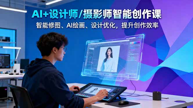 AI+设计师/摄影师智能创作课:智能修图、AI绘画、设计优化,提升创作效率-极客网创