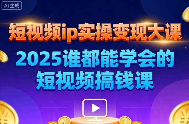短视频ip实操变现大课,7月26-27日广州站线下课,2025谁都能学会的短视频搞钱课-极客网创