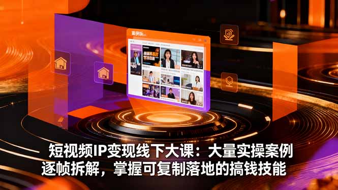 短视频IP变现线下大课:大量实操案例逐帧拆解,掌握可复制落地的搞钱技能-极客网创