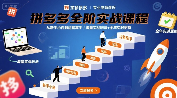 拼多多全阶实战课程,从新手小白到运营高手,海量实战玩法+全年实时更新【2025年10月更新】-极客网创