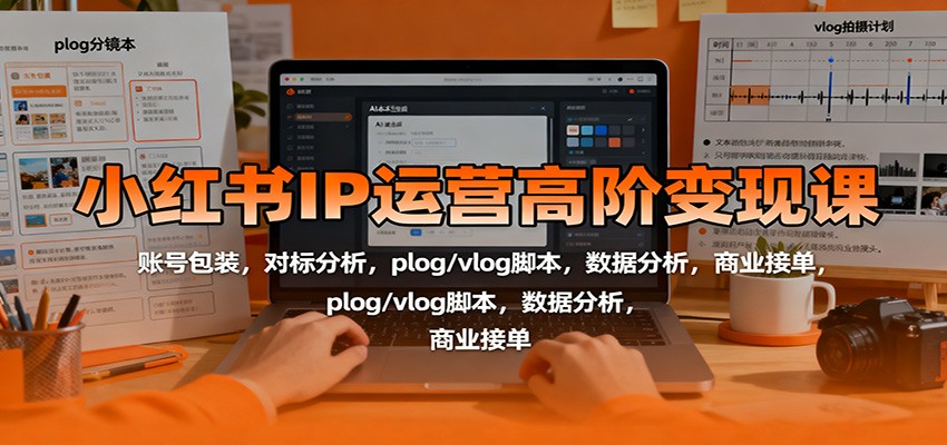 小红书IP运营高阶变现课:账号包装,对标分析,plog/vlog脚本,数据分析,商业接单-极客网创