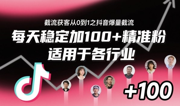 截流获客从0到1之抖音爆量截流,每天稳定加100+精准粉,适用于各行业-极客网创