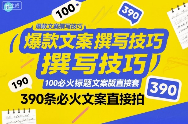 爆款文案撰写技巧，100个必火标题文案模版直接套，390条必火文案直接拍-极客网创