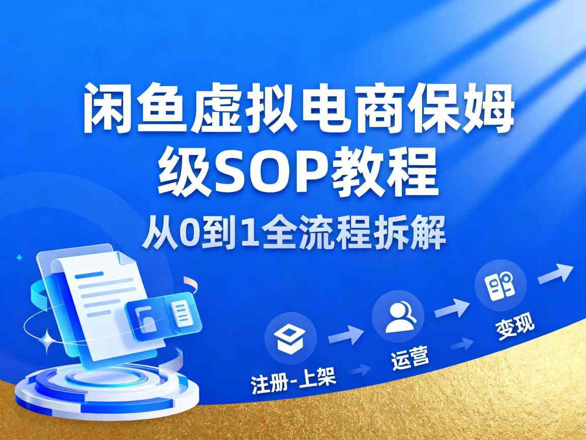 闲鱼虚拟电商,月入轻松过1W,保姆级SOP教程-极客网创