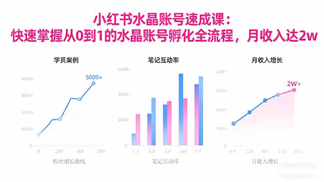 2025小红书水晶账号速成课：快速掌握从0-1水晶账号孵化全流程，月收入达2w-极客网创