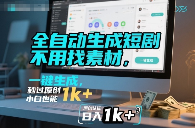 全自动生成短剧,不用找素材,不用剪辑,一键生成,秒过原创,小白也能轻松日入1k+【揭秘】-极客网创