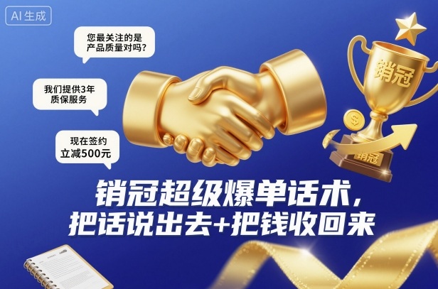 销冠超级爆单话术，把话说出去+把钱收回来-极客网创