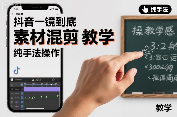 抖音一镜到底素材混剪教学,纯手法操作-极客网创