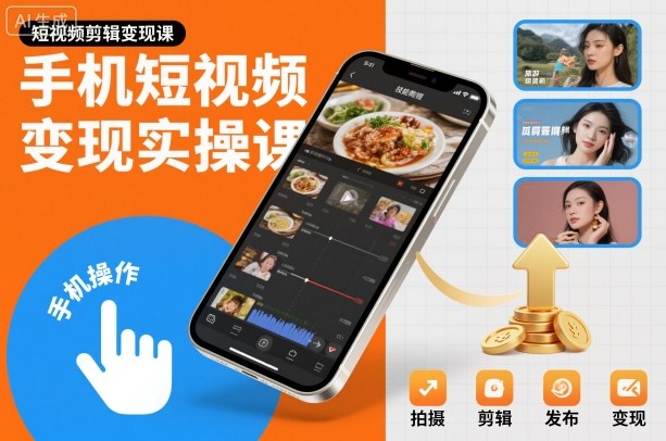 手机短视频变现实操课,短视频剪辑变现课-极客网创