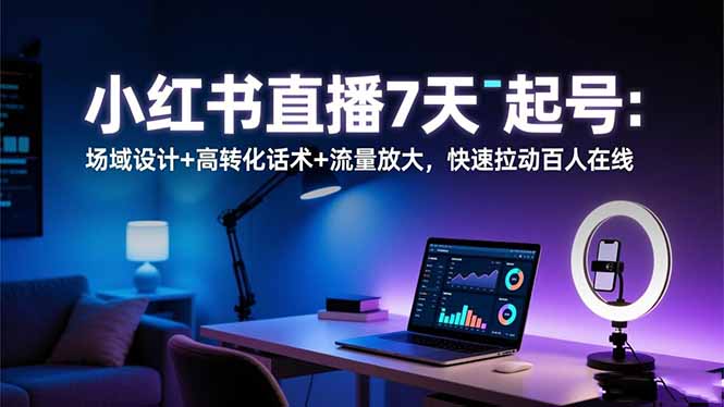 小红书直播7天起号:场域设计+高转化话术+流量放大,快速拉动百人在线-极客网创