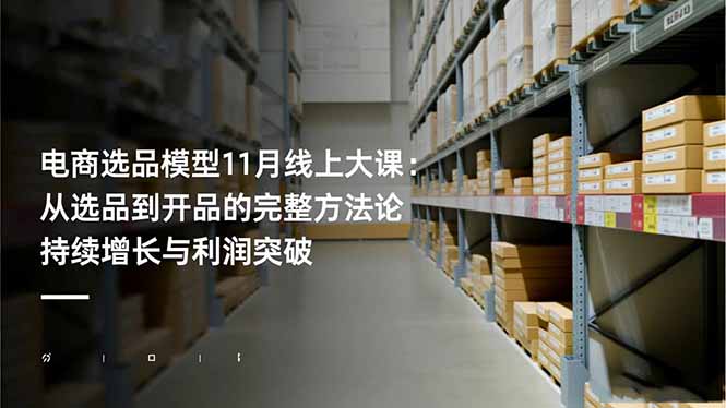 电商选品模型11月线上大课：从选品到开品的完整方法论 持续增长与利润突破-极客网创