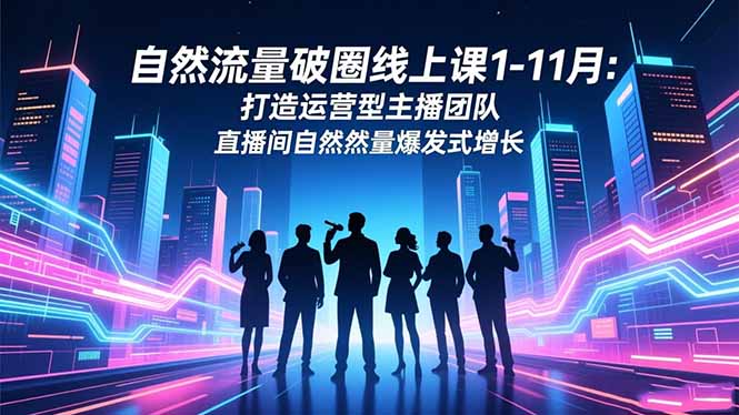 自然流量破圈线上课1-11月：打造运营型主播团队 直播间自然流量爆发式增长-极客网创