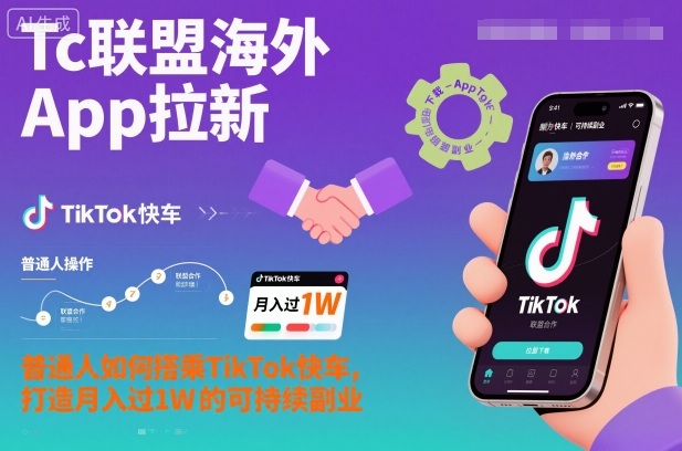 Tc联盟海外App拉新：普通人如何搭乘TikTok快车，打造月入过1W的可持续副业-极客网创