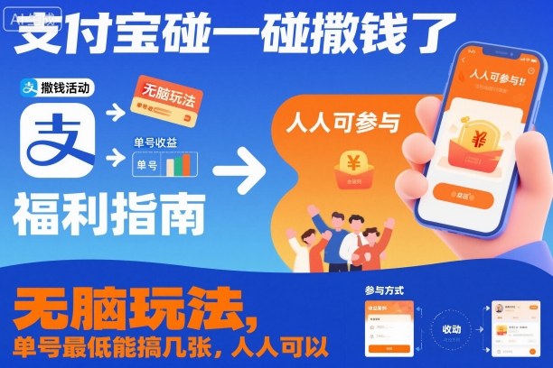 支付宝碰一碰撒钱了，无脑玩法，单号最低能搞几张，人人可以撸【揭秘】-极客网创