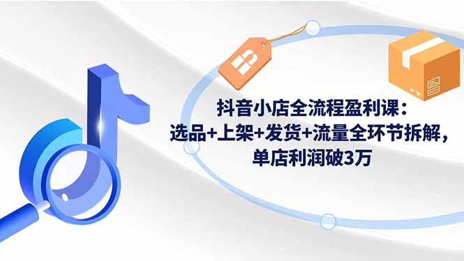 抖音小店全流程盈利课:选品+上架+发货+流量全环节拆解,单店利润破3万-极客网创