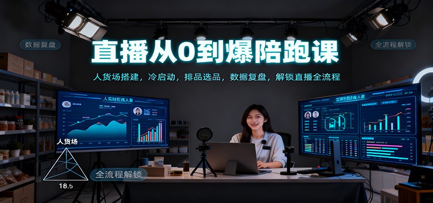 直播从0到爆陪跑课：人货场搭建，冷启动，排品选品，数据复盘，解锁直播全流程-极客网创
