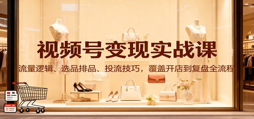 视频号变现实战课:流量逻辑、选品排品、投流技巧,覆盖开店到复盘全流程-极客网创
