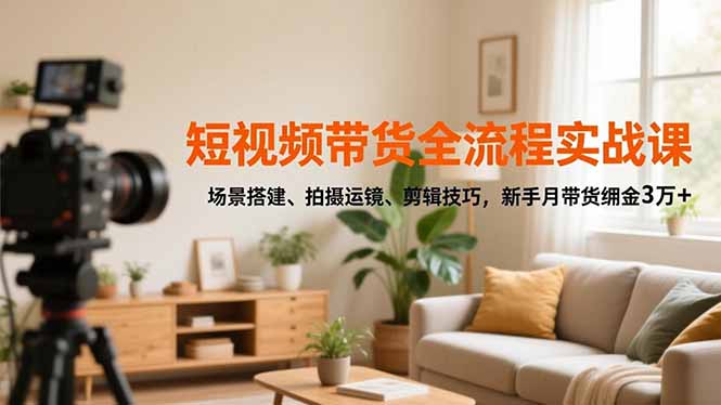 短视频带货全流程实战课,场景搭建、拍摄运镜、剪辑技巧,新手月带货佣金3万+-极客网创