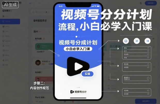 视频号分成计划实操流程，小白必学入门课-极客网创