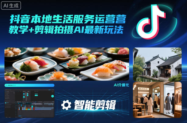 抖音本地生活服务运营教学+剪辑拍摄AI最新玩法-极客网创