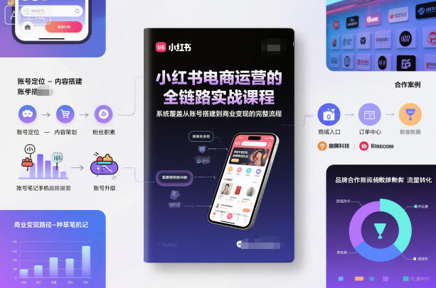 小红书电商运营的全链路实战课程，系统覆盖从账号搭建到商业变现的完整流程-极客网创