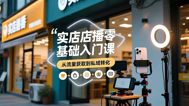 实体店播零基础入门课,实体店+短视频+直播+微信生态+私域社群,从流量获取到私域转化-极客网创