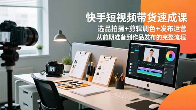 快手短视频带货速成课,选品拍摄+剪辑调色+发布运营,从前期准备到作品发布的完整流程-极客网创