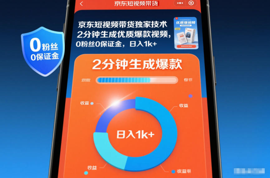 京东短视频带货独家技术,2分钟生成一条优质爆款视频,0粉丝0保证金,日入1k+【揭秘】-极客网创