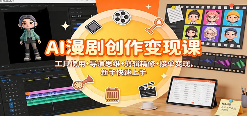 AI漫剧创作变现课:工具使用+导演思维+剪辑精修+接单变现,新手快速上手-极客网创