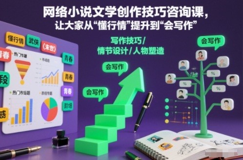 网络小说文学创作技巧咨询课,让大家从“懂行情”提升到”会写作”的高度-极客网创