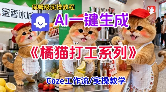 Coze扣子工作流一键生成胖橘猫打工短视频,保姆级实操搭建教学-极客网创