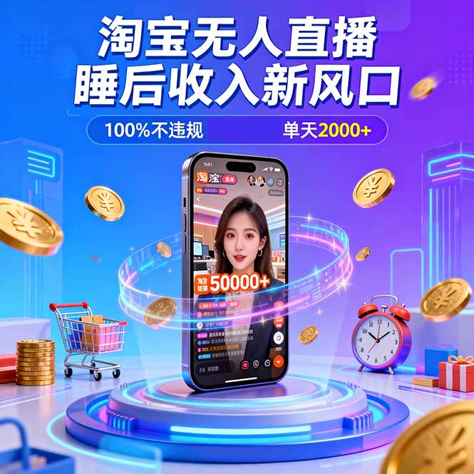淘宝无人直播,不违规不封号,直播100小时卖了5万,年底旺季!-极客网创
