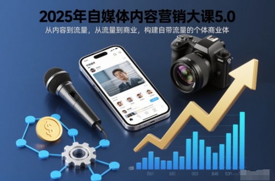 2025年自媒体内容营销大课5.0,从内容到流量,从流量到商业,构建自带流量的个体商业体-极客网创