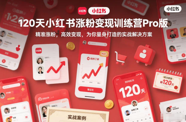 120天小红书涨粉变现训练营Pro版,精准涨粉,高效变现,为你量身打造的实战解决方案-极客网创