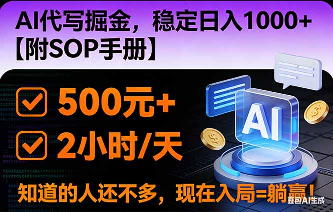 2026风口项目,AI代写掘金,稳定日入1000+,掌握核心技能【附SOP手册】-极客网创