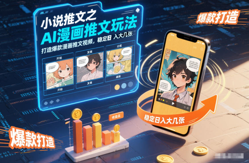 小说推文之AI漫画推文玩法，打造爆款漫画推文视频，稳定日入大几张-极客网创