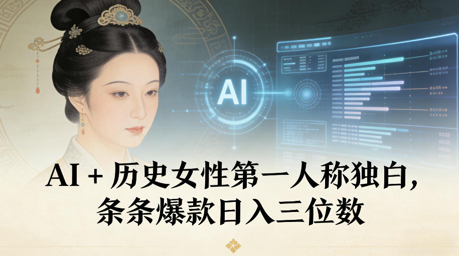 AI+历史女性第一人称独白，条条爆款日入三位数-极客网创