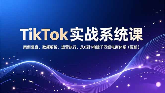 TikTok实战系统课，案例复盘、数据解析、运营执行，从0到1构建千万级电商体系(更新-极客网创