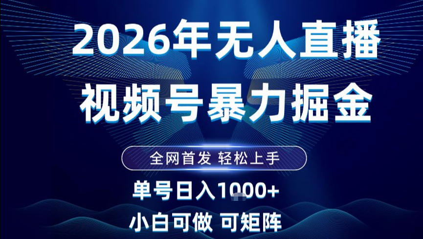 2026最新视频号无人直播掘金，全网首发，小白可以玩，长期稳定日入1k+【揭秘】-极客网创