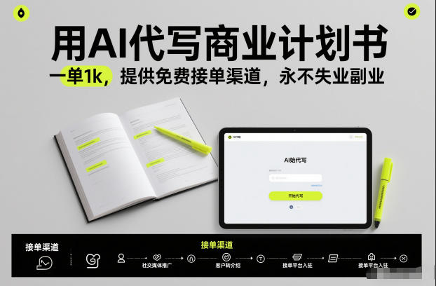 用AI代写商业计划书，一单1k，提供免费接单渠道，永不失业副业-极客网创