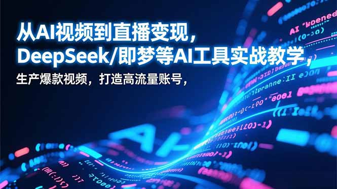 从AI视频到直播变现，DeepSeek/即梦等AI工具实战教学，生产爆款视频，打造高流量账号-极客网创