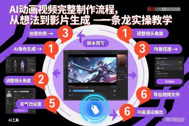 AI动画视频完整制作流程，从想法到影片生成一条龙实操教学-极客网创