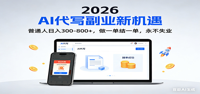 2026 副业首选！AI 代写日入 300-800，普通人0门槛，做一单结一单！-极客网创