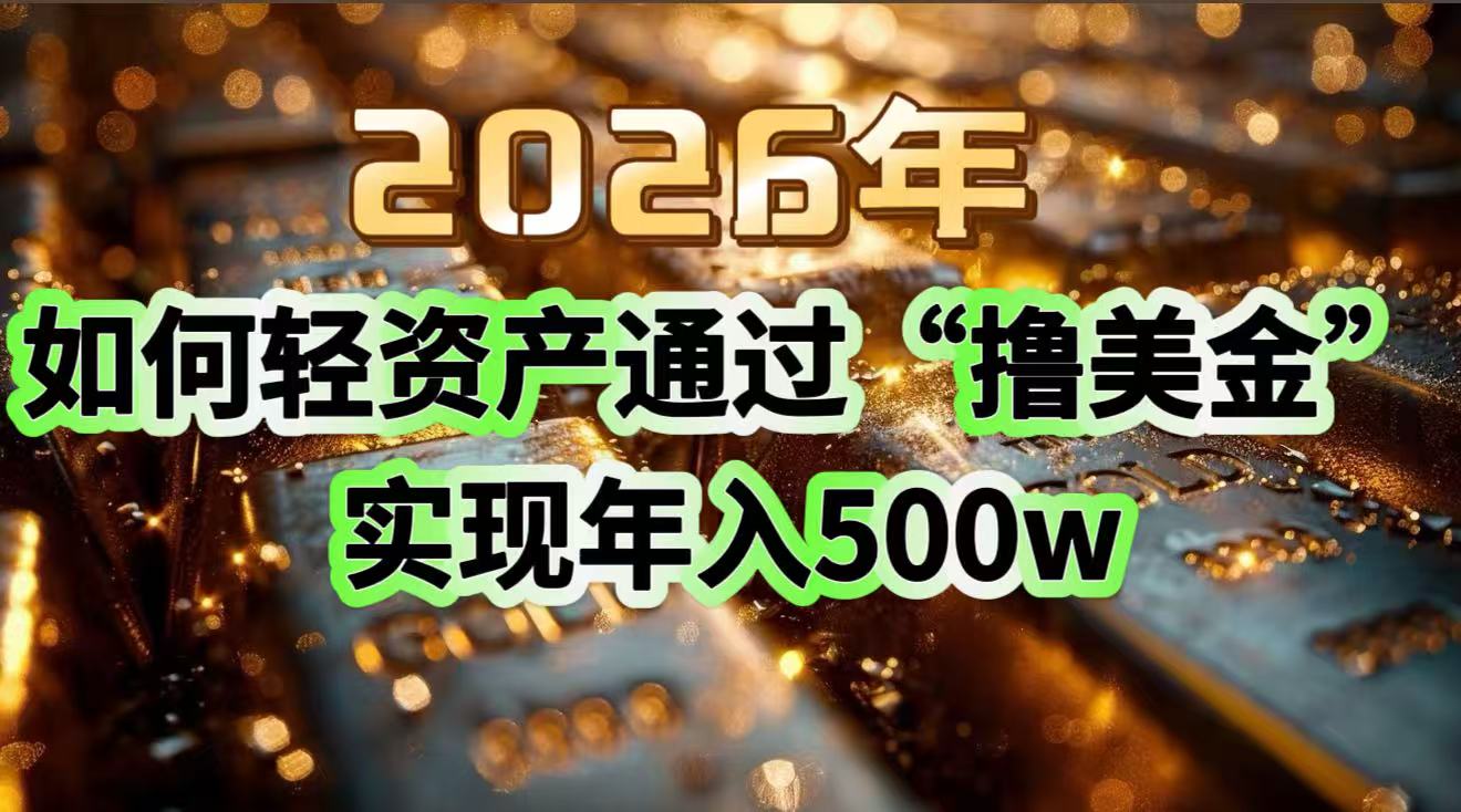 2026年如何轻资产通过“撸美金”实现年入500w-极客网创