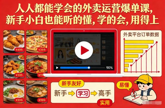 人人都能学会的外卖运营爆单课，新手小白也能听的懂，学的会，用得上-极客网创