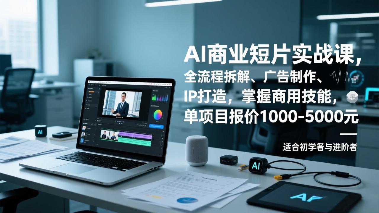 AI商业短片实战课，全流程拆解、广告制作、IP打造，掌握商用技能，单项目报价1000-5000元-极客网创