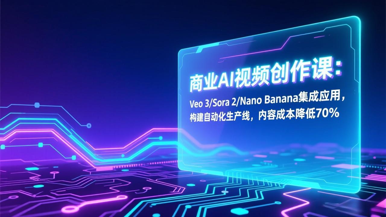 商业AI视频创作课：Veo 3/Sora 2/Nano Banana集成应用，构建自动化生产线，内容成本降低70%-极客网创