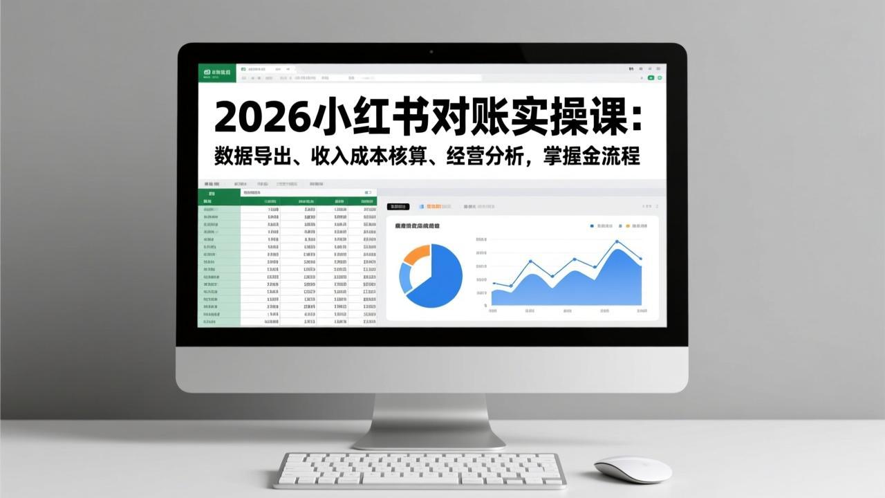 2026小红书对账实操课：数据导出、收入成本核算、经营分析，掌握全流程-极客网创