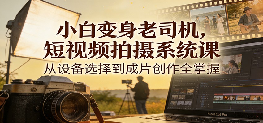 小白变身老司机,短视频拍摄系统课,从设备选择到成片创作全掌握-极客网创