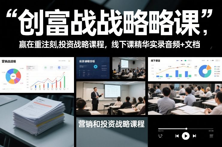 创富战略课，赢在重注时刻，营销和投资战略课程，线下课精华实录音频+文档-极客网创